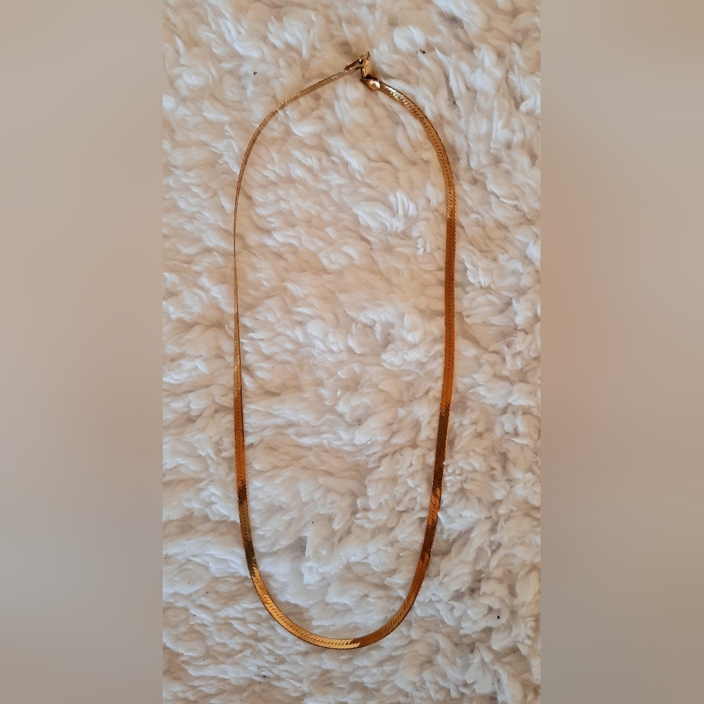 Gold Herringbone Necklace 18 inches